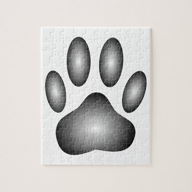 Puzzle Empreinte de patte de chien en dégradé noir et bla (Vertical)