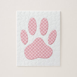 Puzzle Empreinte de patte Tartan Rose Et Blanc