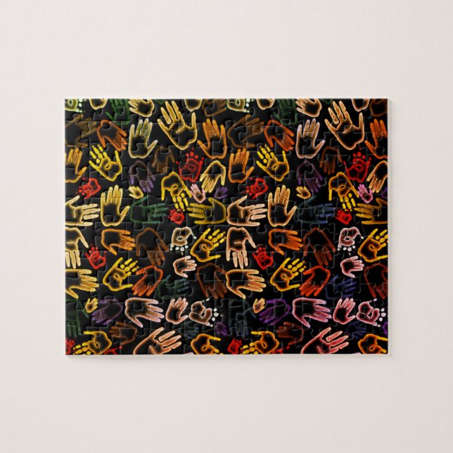 Puzzle Empreintes à main colorées (Horizontal)