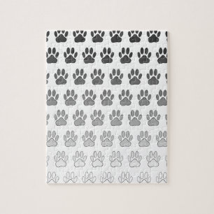 Puzzle Empreintes de pattes dégradés en noir et blanc et 