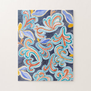 Puzzle en bois d'art abstrait aquarelle vintage