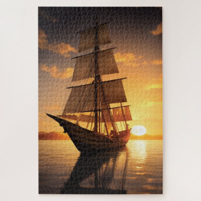 Puzzle en bois vieux bateau en bois (Vertical)