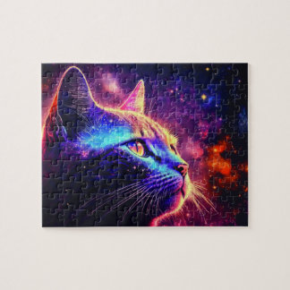 Puzzle en chat coloré