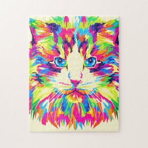 Puzzle en chat coloré