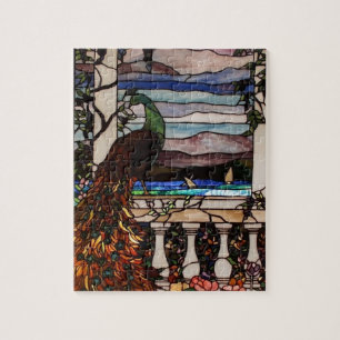 Puzzle en verre souillé de paon