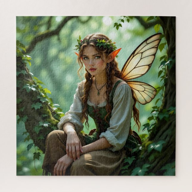 Puzzle Enchanted  Elven Fairy Sitting in Tree (Vertical)