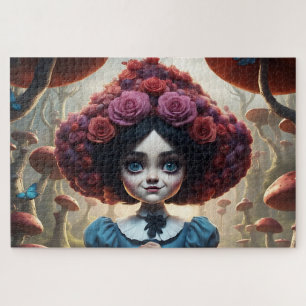 Puzzle Enchanted Girl in Surreal Mushroom Forest