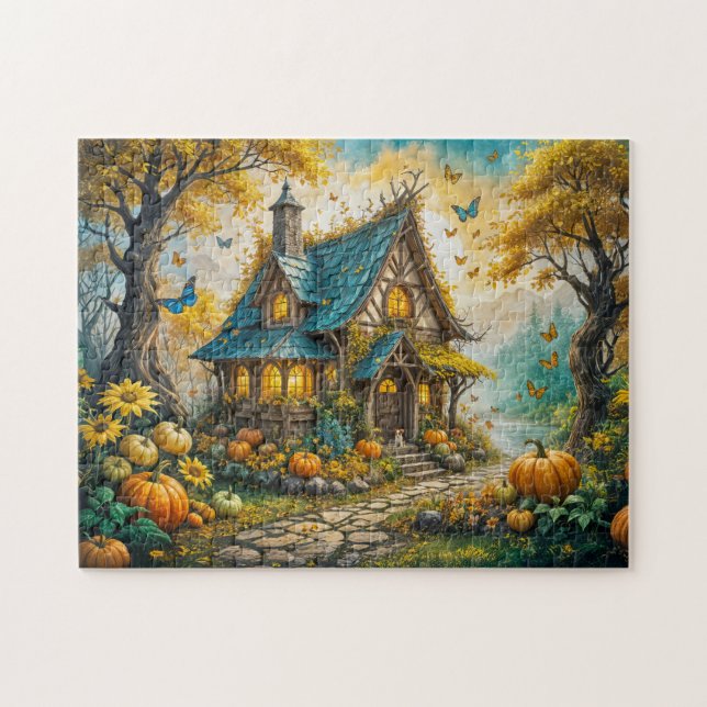 Puzzle Enchanting Autumn Cot with Pumkins (Horizontal)