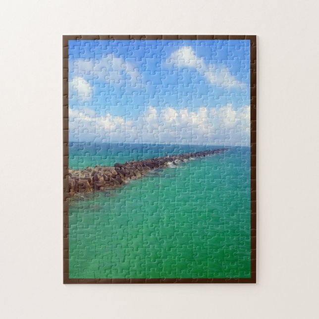 Puzzle [Endless Horizon] Serene Ocean Sky Rock Jetty (Vertical)
