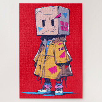 Puzzle Enfant mignon avec Casquette de sac en papier