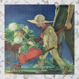 Puzzle Enfant Vintage, Jardinage Biologique; Jardin de la