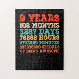 Puzzle Enfants 9e anniversaire 9 ans Retro Vintage