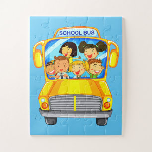 Puzzle Enfants Animés en bus scolaire