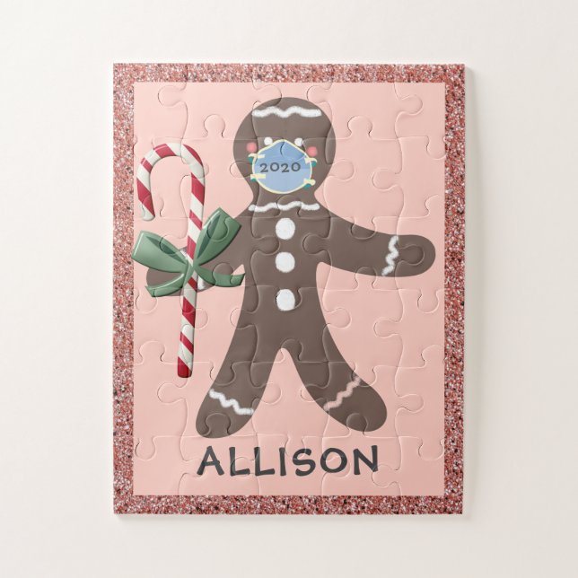 Puzzle Enfants Covid Christmas Gingerpain rose Nom de la  (Vertical)