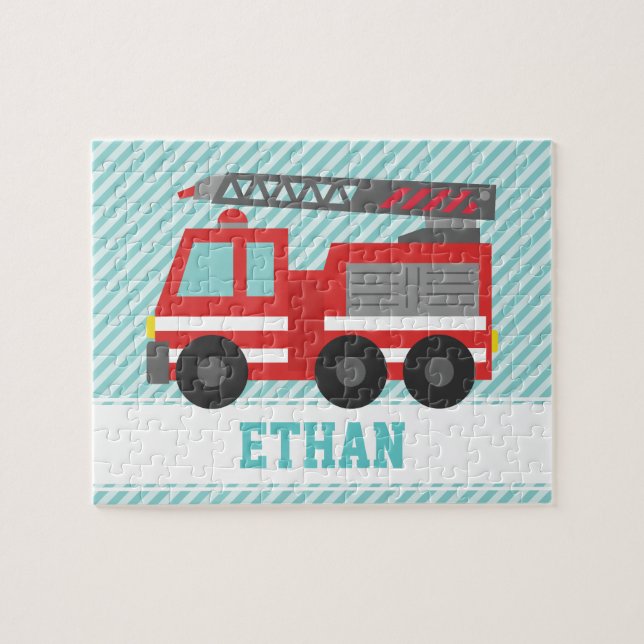 Puzzle Enfants de Camion Rouge Personnalisé (Horizontal)