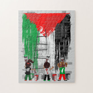 Puzzle Enfants de Gaza peignant le drapeau de la Palestin