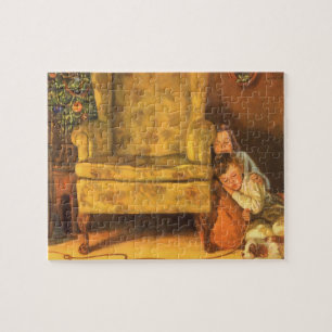 Puzzle Enfants de Noël Vintage en attente du Père Noël