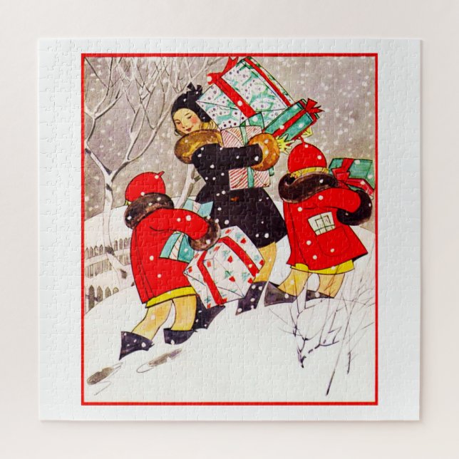 Puzzle Enfants en difficulté avec les présents de Noël à  (Vertical)
