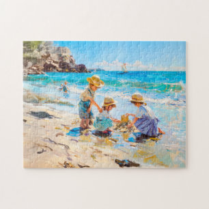 Puzzle Enfants jouant sur la plage - Art impressionniste