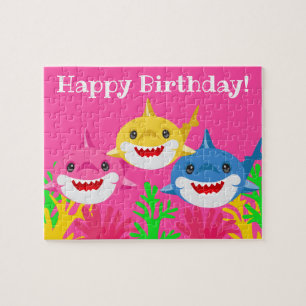 Puzzle Enfants requin jaune et famille Anniversaire Jigsa