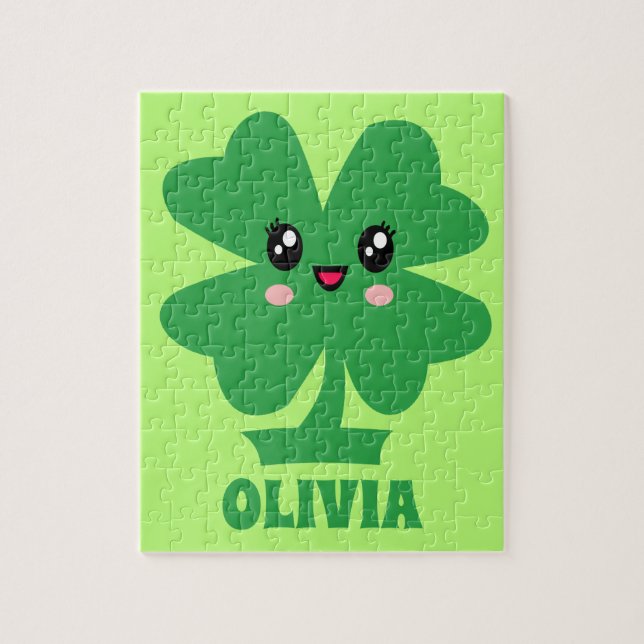 Puzzle Enfants Shamrocks verts personnalisés (Vertical)