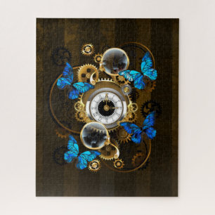 Puzzle Engrenages à vapeur et papillons bleus