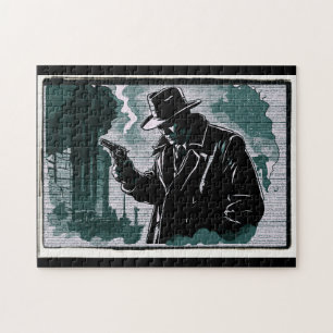 Puzzle Enquêteur Urbain de Ville Crue Style Vintage 1940
