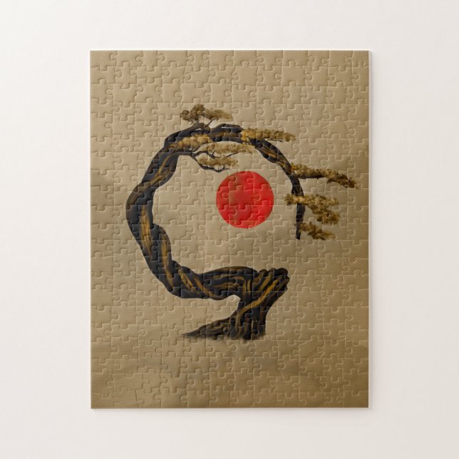 Puzzle Enso Zen Cercle Bonsai Arbre (Vertical)