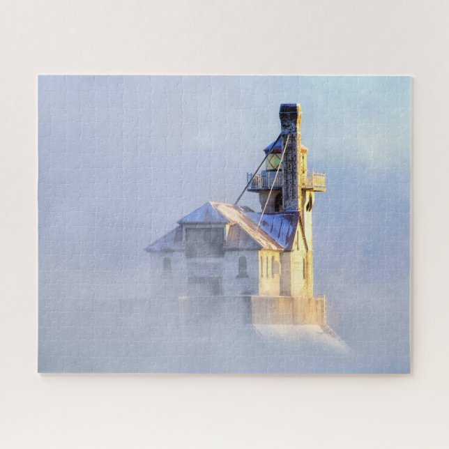 Puzzle Entouré par Sea Smoke, phare du Minnesota (Horizontal)