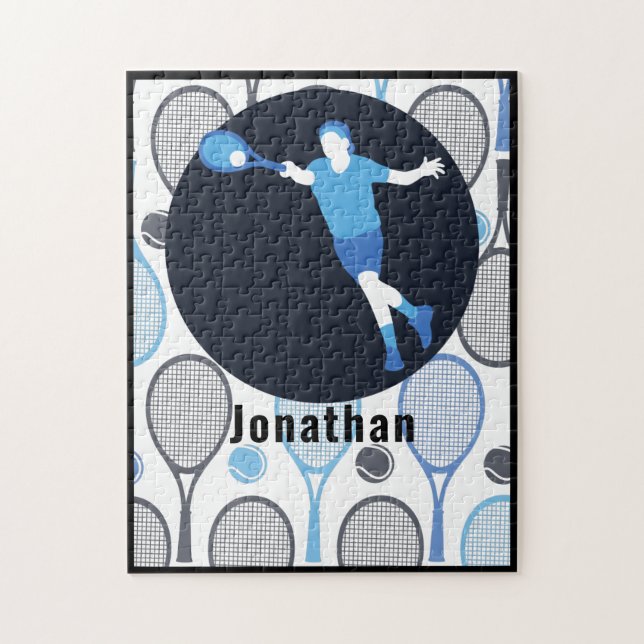 Puzzle Entraîneur joueur de tennis Personnalisé Votre Nom (Vertical)