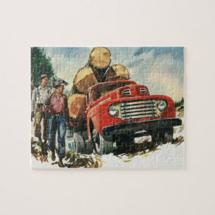 Puzzle Entreprise vintage, Camion d'exploitation forestiè