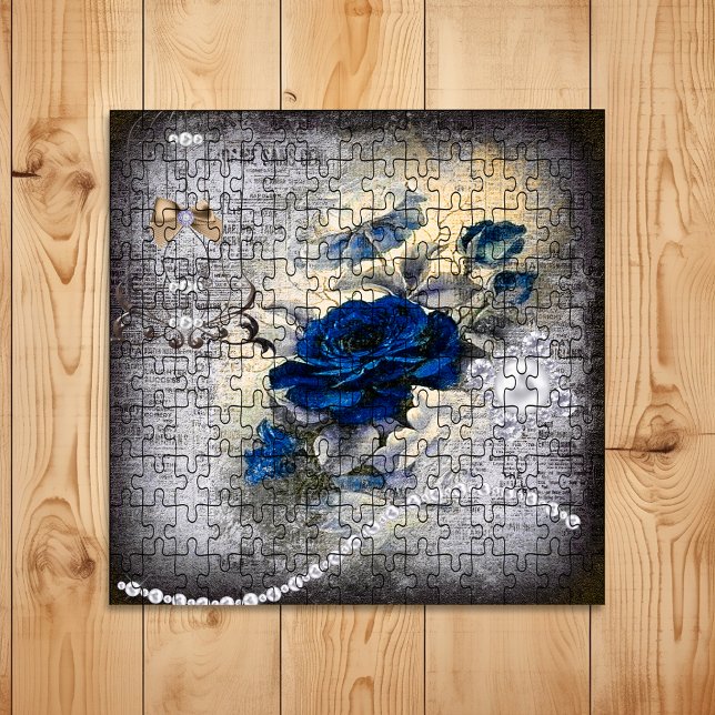 Puzzle Ephémère de Rose victorien bleu foncé (Créateur téléchargé)