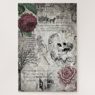 Puzzle Éphémère gothique Macabre victorienne crâne et mor