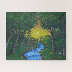 Puzzle Epic Sunset Forest Stream Paysage unique