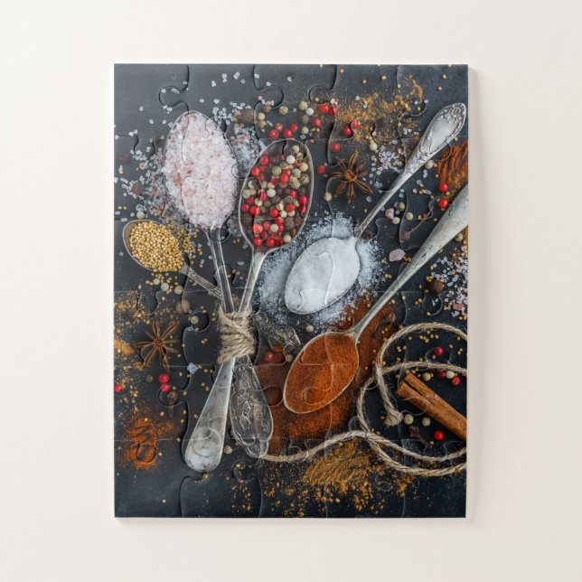 Puzzle Épices et cuillères de Cuisine exotiques (Vertical)
