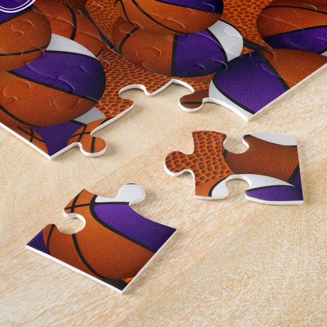 Puzzle équipe de basketball blanc violet couleurs personn (Côté)