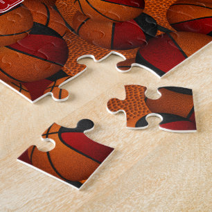Puzzle équipe de basketball noir rouge couleurs personnal