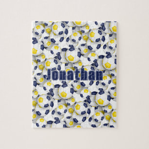 Puzzle équipe de football en or bleu couleurs garçons fil