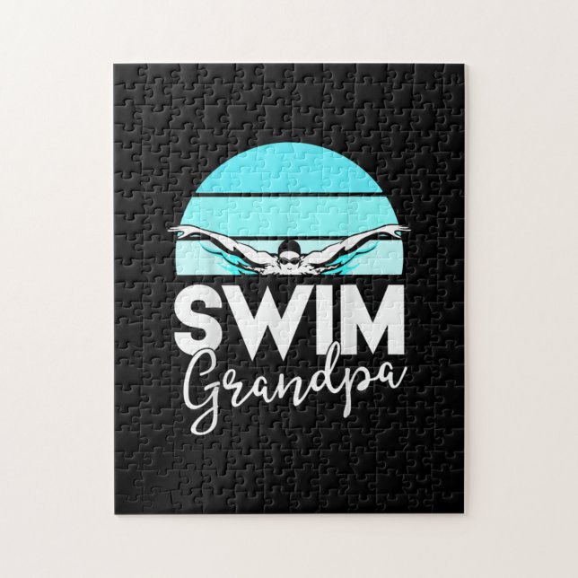Puzzle Équipe de natation Grand-père Papa nage Rencontrer (Vertical)