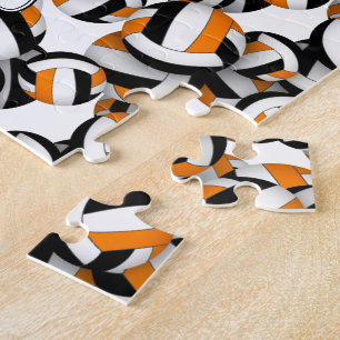 Puzzle équipe de volley-ball orange noir couleurs nom de 