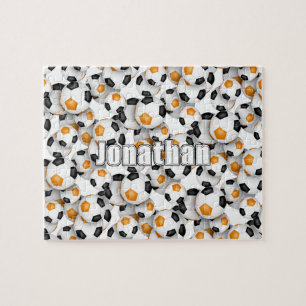 Puzzle équipe orange noire couleurs garçons filles soccer