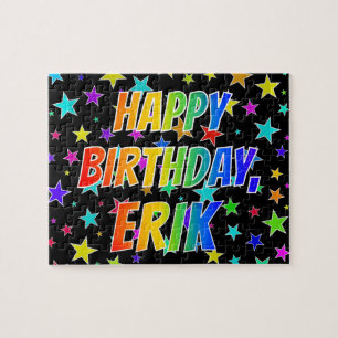 Puzzle "ERIK" Prénom, amusant "HEUREUX ANNIVERSAIRE"