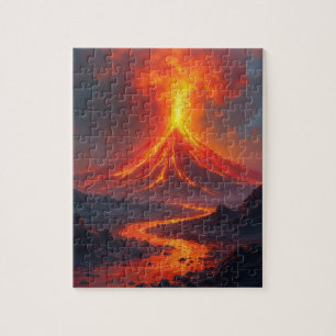 Puzzle éruption volcanique avec coulées de lave