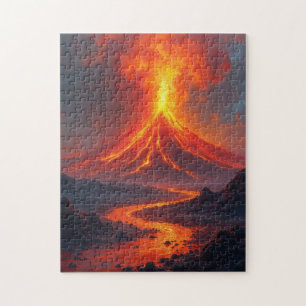 Puzzle Éruption volcanique lave chaude colorée