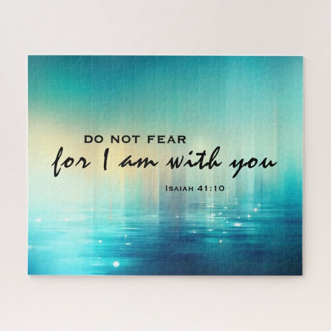 Puzzle Esaïe 41:10 Ne crains pas Bible Verse Bleu Abstrai (Horizontal)