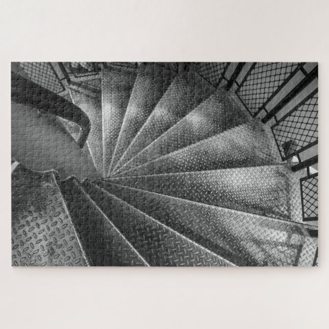 Puzzle Escalier d'illusion optique en métal noir et blanc (Horizontal)