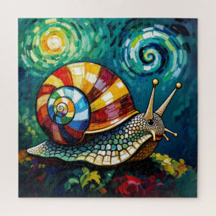 Puzzle Escargot fantaisiste aux couleurs vives en empâtem