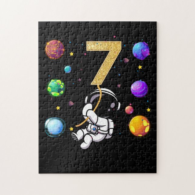 Puzzle Espace 7 Ans 7e Anniversaire Planètes Astronaut (Vertical)