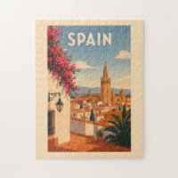 Espagne Séville Illustration Art de Voyage Vintage