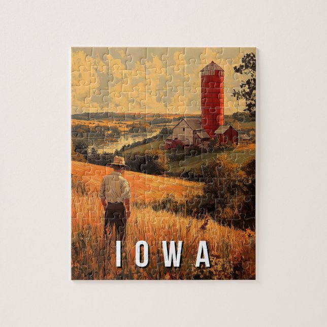Puzzle Esprit patriotique rétro Iowa - Coeur Americana (Vertical)